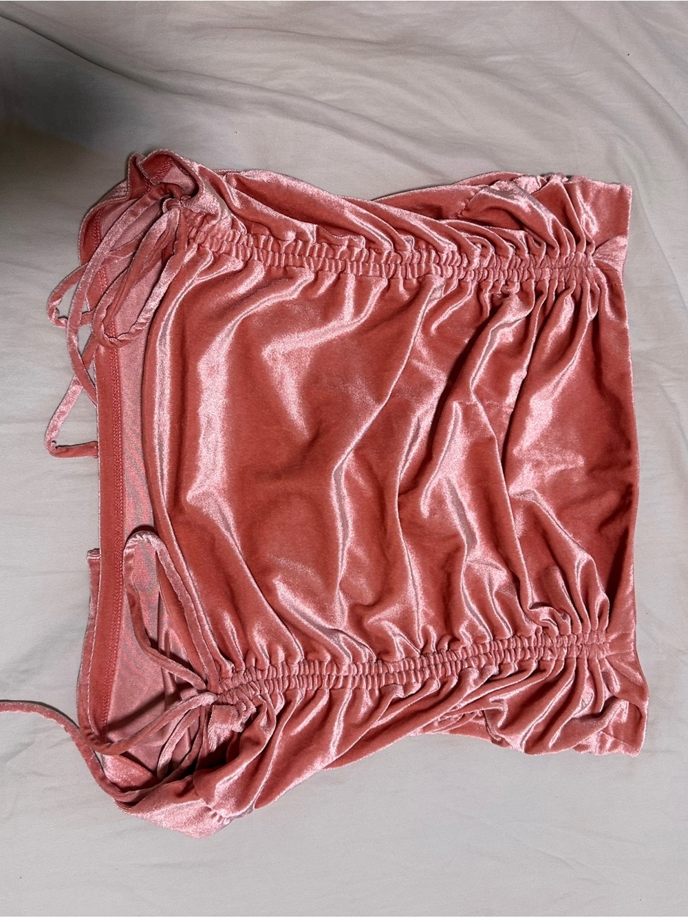 Pink Velvet Ruched mini skirt
